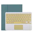 TG11BC Detachable Bluetooth Yellow Keyboard Microfiber Leather Tablet Case for iPad Pro 11 inch (2020), with Touchpad & Pen Slot & Holder (Dark Green) - 1