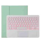 TG11BCS Detachable Bluetooth White Keyboard Microfiber Leather Tablet Case for iPad Pro 11 inch (2020), with Backlight & Touchpad & Pen Slot & Holder (Green) - 1
