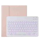 TG11BS Detachable Bluetooth White Keyboard Microfiber Leather Tablet Case for iPad Pro 11 inch (2020), with Backlight & Pen Slot & Holder (Pink) - 1