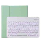 TG11BS Detachable Bluetooth White Keyboard Microfiber Leather Tablet Case for iPad Pro 11 inch (2020), with Backlight & Pen Slot & Holder (Green) - 1