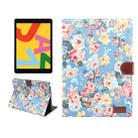 Dibase For iPad 10.2 2021 / 2020 / 2019 Horizontal Flip Floral Cloth Leather Case, with Holder & Card Slots & Wallet & Sleep / Wake-up Function(Blue) - 1
