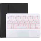 TG-102BCS Detachable Bluetooth White Keyboard + Microfiber Leather Tablet Case for iPad 10.2 inch / iPad Air (2019), with Touch Pad & Backlight & Pen Slot & Holder (Black) - 1