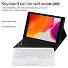 TG-102BCS Detachable Bluetooth White Keyboard + Microfiber Leather Tablet Case for iPad 10.2 inch / iPad Air (2019), with Touch Pad & Backlight & Pen Slot & Holder (Black) - 9