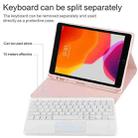 TG-102BCS Detachable Bluetooth White Keyboard + Microfiber Leather Tablet Case for iPad 10.2 inch / iPad Air (2019), with Touch Pad & Backlight & Pen Slot & Holder (Pink) - 9