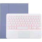 TG-102BCS Detachable Bluetooth White Keyboard + Microfiber Leather Tablet Case for iPad 10.2 inch / iPad Air (2019), with Touch Pad & Backlight & Pen Slot & Holder (Purple) - 1