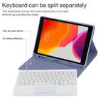 TG-102BCS Detachable Bluetooth White Keyboard + Microfiber Leather Tablet Case for iPad 10.2 inch / iPad Air (2019), with Touch Pad & Backlight & Pen Slot & Holder (Purple) - 9