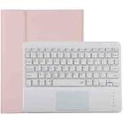 TG-102BC Detachable Bluetooth White Keyboard + Microfiber Leather Tablet Case for iPad 10.2 inch / iPad Air (2019), with Touch Pad & Pen Slot & Holder(Pink) - 1
