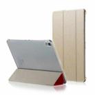 Silk Texture Horizontal Flip Ultra-thin Double-sided Clip Magnetic PU Leather Case for iPad Pro 11 inch (2018), with Three-folding Holder & Sleep / Wake-up Function(Gold) - 1