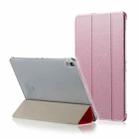 Silk Texture Horizontal Flip Magnetic PU Leather Case for iPad Pro 12.9 inch (2018), with Three-folding Holder & Sleep / Wake-up Function(Pink) - 1