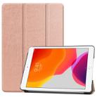 For iPad 10.2 Custer Texture Horizontal Flip Smart PU Leather Case with Sleep / Wake-up Function & Three-folding Holder (Rose Gold) - 1