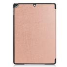For iPad 10.2 Custer Texture Horizontal Flip Smart PU Leather Case with Sleep / Wake-up Function & Three-folding Holder (Rose Gold) - 3