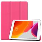 For iPad 10.2 Custer Texture Horizontal Flip Smart PU Leather Case with Sleep / Wake-up Function & Three-folding Holder (Rose Red) - 1