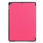 For iPad 10.2 Custer Texture Horizontal Flip Smart PU Leather Case with Sleep / Wake-up Function & Three-folding Holder (Rose Red) - 3
