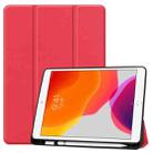For iPad 10.2 2021 / 2020 / 2019 Custer Texture Horizontal Flip Smart TPU Leather Case with Sleep / Wake-up Function & Three-folding Holder & Pen Slot(Red) - 1