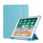 Multi-folding Shockproof TPU Protective Case for iPad 9.7 (2018) / 9.7 (2017) / air / air2, with Holder & Pen Slot(Sky Blue) - 1