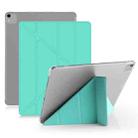 Multi-folding Shockproof  PC + PU Leather Protective Case for iPad Pro 12.9 2018 / 2020, with Holder & Sleep / Wake-up Function(Mint Green) - 1