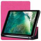 Cloth Texture Pattern Horizontal Flip Leather Case for iPad Pro 10.5 inch ,with Three-folding Holder & Pen Slots (Magenta) - 1
