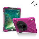 For iPad Pro 10.5 inch 360 Degree Rotation PC + Silicone Protective Case with Holder & Hand-strap (Magenta) - 1