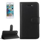 For iPhone 5 & 5s & SE Litchi Texture Horizontal Flip Leather Case with Holder & Card Slots & Wallet(Black) - 1