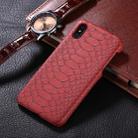 For iPhone X / XS Snake Skin Texture Paste Protective Back Cover Case(Red) - 1