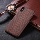 For iPhone X / XS Snake Skin Texture Paste Protective Back Cover Case(Brown) - 1