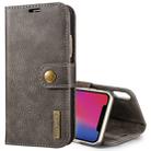 For iPhone X / XS DG.MING  Crazy Horse Texture Horizontal Flip Detachable Magnetic Protective Case with Holder & Card Slots & Wallet(Grey) - 1