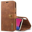 For iPhone X / XS DG.MING  Crazy Horse Texture Horizontal Flip Detachable Magnetic Protective Case with Holder & Card Slots & Wallet(Brown) - 1