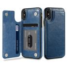 FLOVEME for    iPhone X / XS   Crazy Horse Texture  Horizontal Flip Leather Protective Case with Card Slots & Holder(Dark Blue) - 1