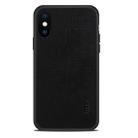 For iPhone X MOFI Anti-slip Full Coverage PC + TPU + Cloth Protective Back Cover Case(Black) - 1