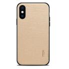 For iPhone X MOFI Anti-slip Full Coverage PC + TPU + Cloth Protective Back Cover Case(Gold) - 1