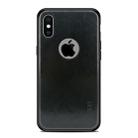 For iPhone X MOFI Shockproof PC+TPU+PU Leather Protective Back Case(Black) - 1