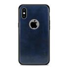 For iPhone X MOFI Shockproof PC+TPU+PU Leather Protective Back Case(Blue) - 1