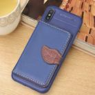 For iPhone X / XS Leaf Style Magnetic Leather Case  with Holder & Card Slots & Wallet & Photo Frame (Dark Blue) - 1