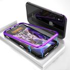 Ultra Slim Magnetic Adsorption Metal Frame Tempered Glass Magnet Flip Case for   iPhone X / XS  (Black + Purple) - 1