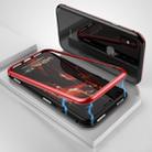 Ultra Slim Magnetic Adsorption Metal Frame Tempered Glass Magnet Flip Case for   iPhone X / XS  (Black + Red) - 1