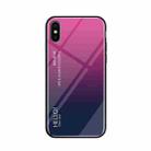 For iPhone X / XS Gradient Color Glass Case (Magenta) - 1