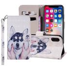 Husky Pattern Colored Drawing Horizontal Flip Leather Case for iPhone X / XS, with Holder & Card Slots & Wallet & Lanyard - 1