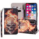 Fire Skull Pattern Colored Drawing Horizontal Flip Leather Case for iPhone X / XS, with Holder & Card Slots & Wallet & Lanyard - 1