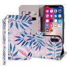 Green Leaves Pattern Colored Drawing Horizontal Flip Leather Case for iPhone X / XS, with Holder & Card Slots & Wallet & Lanyard - 1