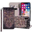 Owl Pattern Colored Drawing Horizontal Flip Leather Case for iPhone X / XS, with Holder & Card Slots & Wallet & Lanyard - 1