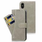 For iPhone XS Frosted TPU Horizontal Flip Leather Case with Holder & Card Slots & Wallet & Photo Frame (Grey) - 1