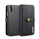 For iPhone X DG.MING Lambskin Detachable Horizontal Flip Magnetic Case with Holder & Card Slots & Wallet (Black) - 1