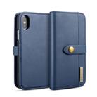 For iPhone X DG.MING Lambskin Detachable Horizontal Flip Magnetic Case with Holder & Card Slots & Wallet (Blue) - 1