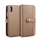 For iPhone X DG.MING Lambskin Detachable Horizontal Flip Magnetic Case with Holder & Card Slots & Wallet (Brown) - 1
