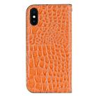 Crocodile Texture Glitter Powder Horizontal Flip Leather Case for iPhone X / XS, with Card Slots & Holder(Orange) - 3