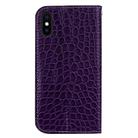 Crocodile Texture Glitter Powder Horizontal Flip Leather Case for iPhone X / XS, with Card Slots & Holder(Purple) - 3