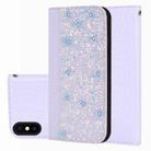 Crocodile Texture Glitter Powder Horizontal Flip Leather Case for iPhone X / XS, with Card Slots & Holder(White) - 1