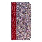 Crocodile Texture Glitter Powder Horizontal Flip Leather Case for iPhone X / XS, with Card Slots & Holder(Wine Red) - 2