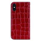 Crocodile Texture Glitter Powder Horizontal Flip Leather Case for iPhone X / XS, with Card Slots & Holder(Wine Red) - 3