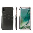 For iPhone X / XS Fierre Shann Retro Oil Wax Texture PU Leather Case with Card Slots(Black) - 1